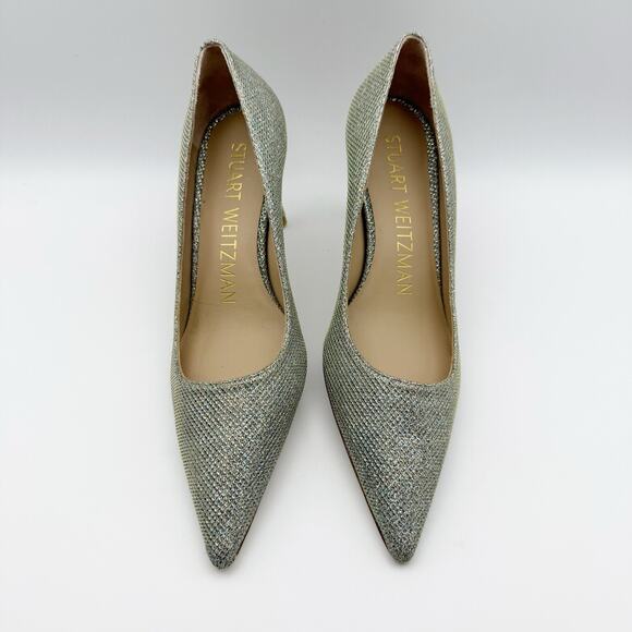 Stuart Weitzman Women’s Stuart 75 Pump Platino Shoes Size 5 Gold NWOB MB - Picture 5 of 10